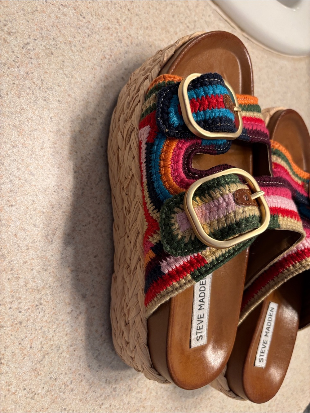 Steve Madden Multicolor Crochet Buckle Mules - Picture 5 of 5